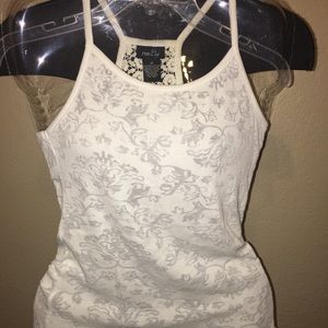 White lace and crochet tank.